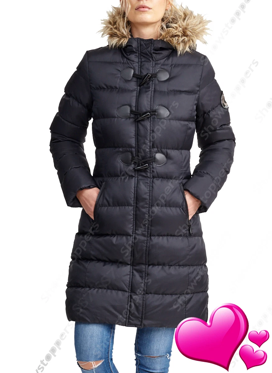 Confesión Vientre taiko Despertar Mujer Abrigo Acolchado Chaqueta de las señoras Negro Piel Parka Talla 8 10  12 14 | eBay