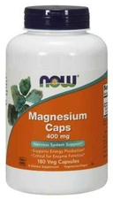 NOW Foods Magnesium Caps 400mg 180 Caps Nervous System 02/28EXP