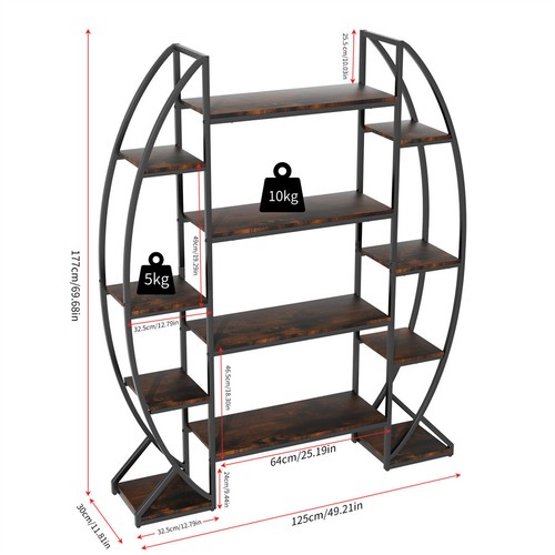 Tall Plant Stand Indoor Large Plant Shelf Industrial Curved Oval Flower Pot Rack - Picture 10 of 12