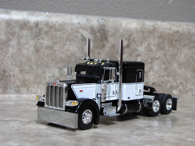 DCP 1/64 Black White Peterbilt 389 Flattop Semi Truck Farm