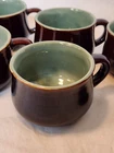 Vintage Red Wing Pottery Stoneware Brown with Dusty Blue Coffee Tea Mugs Cups
