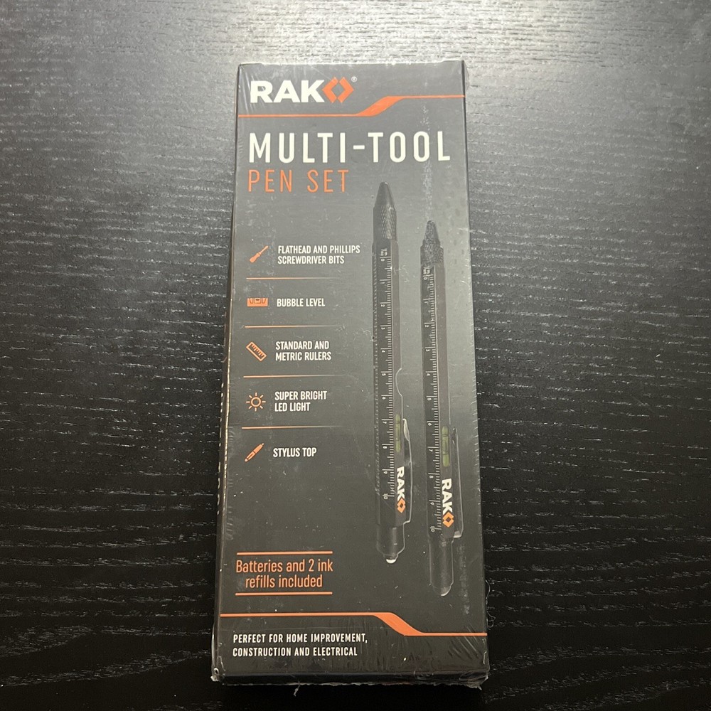 Multi-Tool 2Pc Pen Set - LED Light, Touchscreen Stylus, Ruler, Bottle Opener
