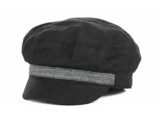 Private Label PL Linen Newsboy With Patterned Band Cap Hat size S/M