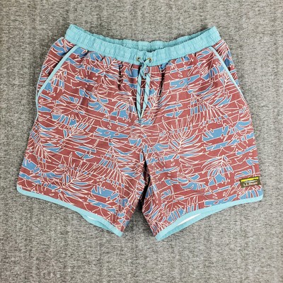 LL Bean All-Adventure Hybrid Swim Shorts Men's L Jersey Lined Tropical Leaves