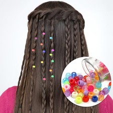 200pcs Round Acrylic Hair Beads air Accessories For Kids And Girls DIY Projects