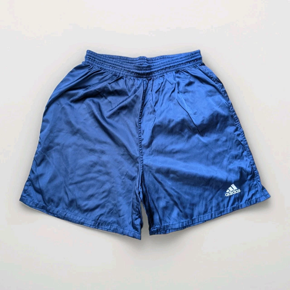 ADIDAS Genua Glanz Nylon Shorts S Fußball Turnhose Vintage blau Sport Retro Gym - Bild 1 von 4
