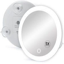 Mavoro 6.8" LED Magnifying Mirror with 3 Strong Suction 6.8"L x 6.8"W, 5x