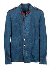 Extreme Rare 1880s French Fireman Jacket Indigo Linen HBT Museum Antique Boro