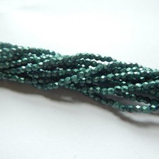 Firepolish 3mm 100 beads Czech Glass Saturated Metallic Suede - Lt Green