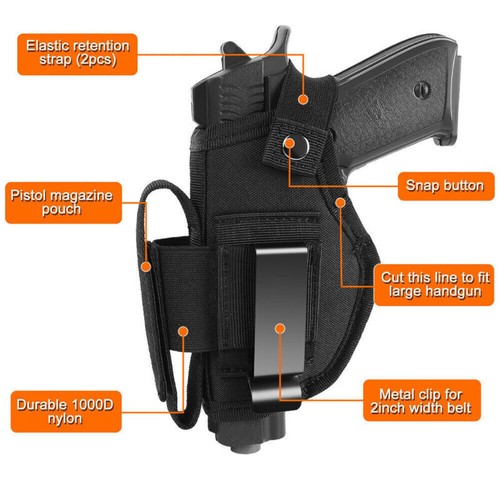 Universal IWB OWB Tactical Gun Holster with Mag Pouch Concealed Carry Pistol - Picture 4 of 11