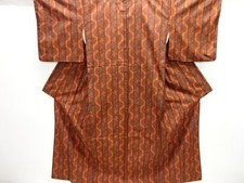 7462051: JAPANESE KIMONO / KIMONO ENSEMBLE / SILK / OSHIMA TSUMUGI / WOVEN STRIP