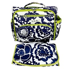 JuJuBe BFF Floral Diaper Bag  Pad Cobalt Blossoms Blue White Rare Discontinued