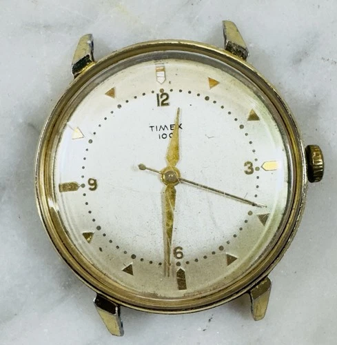 Vintage Men's  Timex 100 Manual Wind Watch Silver Dial Parts Repair