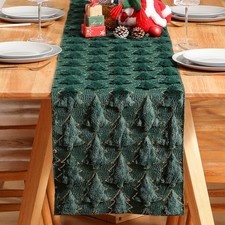 Christmas Table Runner, 13x72 Inch Xmas Trees Winter Holiday 13"x72", Green