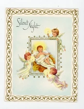 Angel cherub Christmas vintage greeting card American Greetings Corp