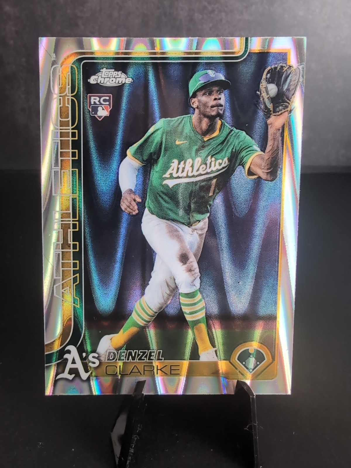 Denzel Clarke Rookie RayWave Refractor 2025 Topps Chrome Update RC USC15 - A’s