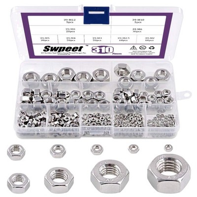 Edelstahl Sechskantmuttern M2 M2.5 M3 M4 M5 M6 M8 M10 M12 495 Stück