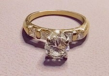 14k Yellow Gold Natural Round Diamond Engagement Ring size 5 1/4 Z106 