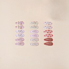 Drop Shape Hair Clips for Toddlers Colorful Geometric Prints Metal Construction