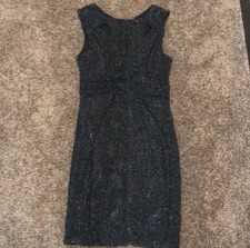 Black Silver Glitter Cut Out Dress Sleeveless Women