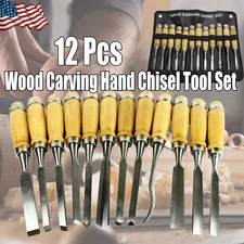 12Pcs Wood Carving Chisel Tool Set Woodworking Gouges DIY Detailed Hand Tools