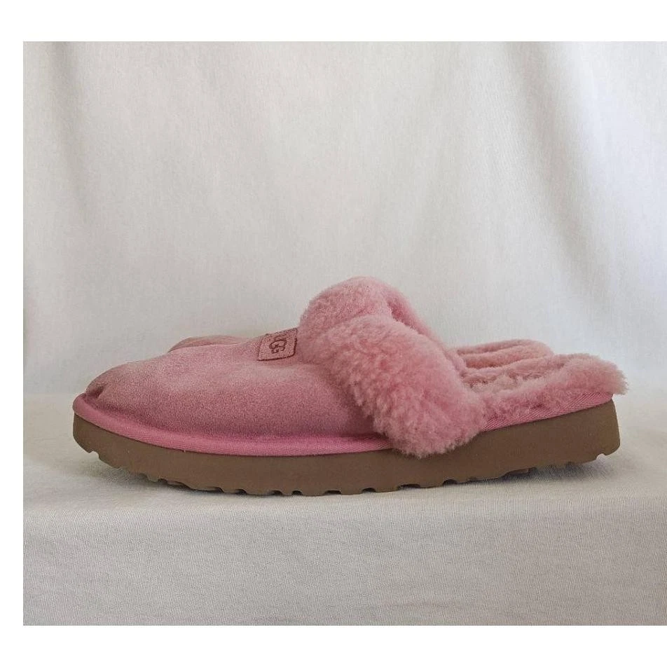 UGG comode pantofole slide mule pelle di pecora rosa taglia 11 pelliccia sintetica slip on casa casual