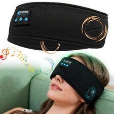 Wireless Sleep Headphones Bluetooth Headband Eye Mask Soft Sports for Travel