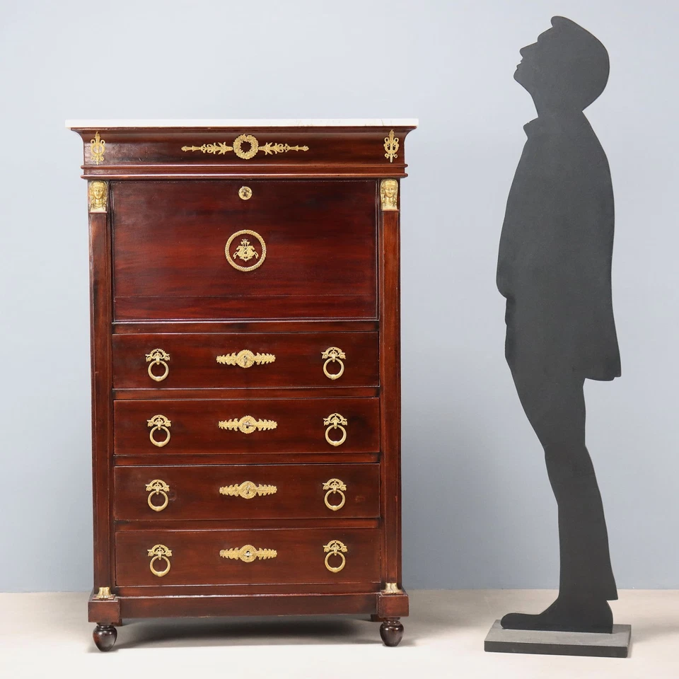 Antiker Secrètaire Empire Stil Mahagoni 4 Schuhbladen Frankreich XX Jhd - Bild 2 von 4