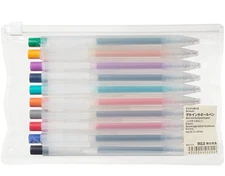 Muji Clear Ballpoint Gel Pen 0.5mm 10 colors SET retractable