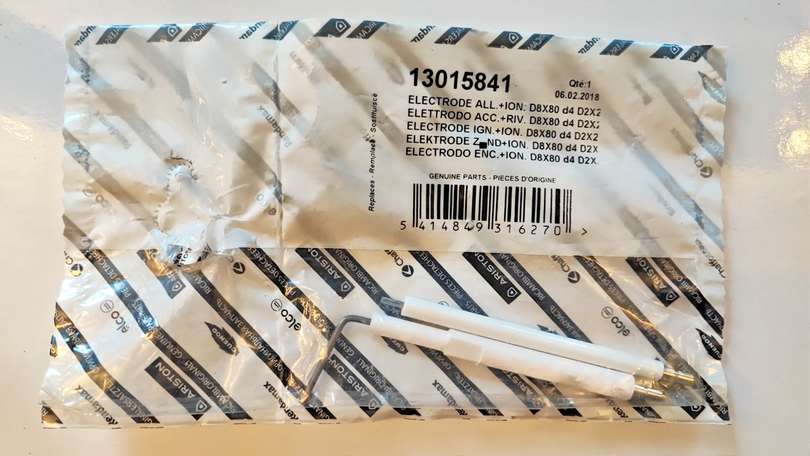 Électrode ionisation Ariston 13015841 pour sécuriser l'allumage chaudière