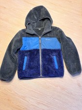 Eddie Bauer Kids Sherpa Fleece Jacket Full Zip Hooded Blue Gray Size S 7/8