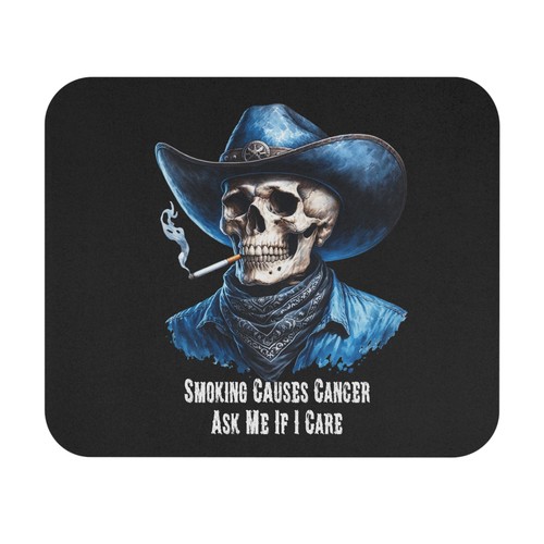 Smokng Causes Cancer Mouse Pad Funny Office Decor, Skeleton Scary Skull Face - 第 1/5 張圖片