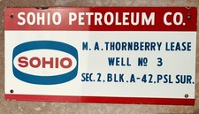 Original Sohio Petro Company Oil Well Oil Company Porcelain Lease Sign Original Sohio Petro Company Oil Well Oil Company Porcelain Lease Sign