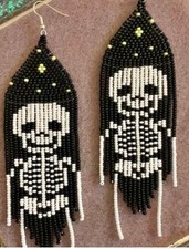 Tribal Earrings Native Large Boho American Seed Beads Handmade Earring