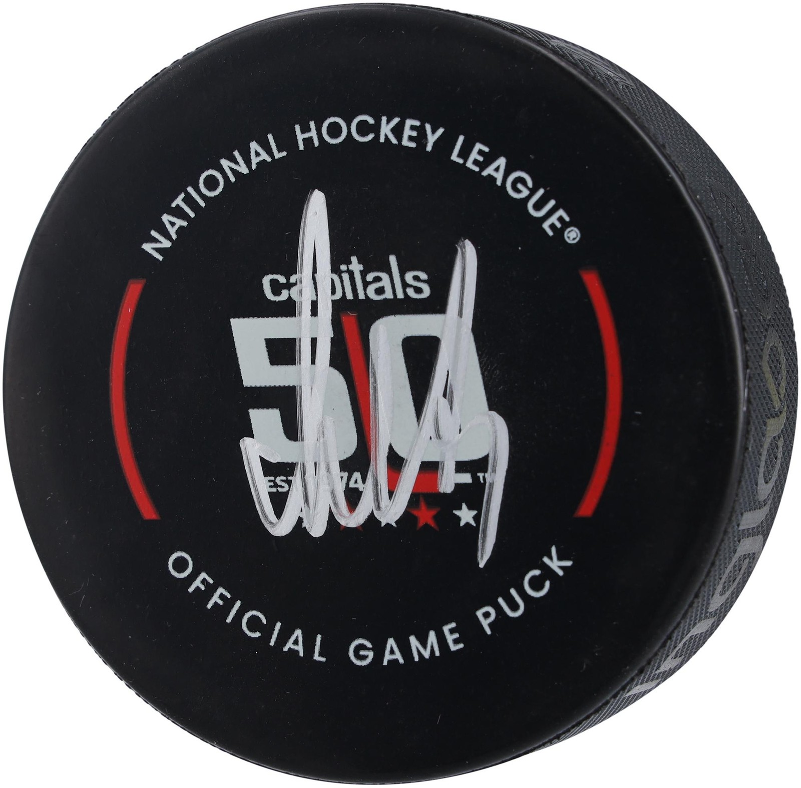 Alex Ovechkin Washington Capitals Signed 50th Anniversary Official Game Puck