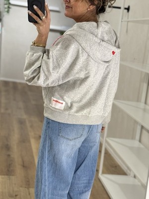 THE SHIRT PROJECT  Oversized Zip Hoodie mit Kapuze Grau Melange versch. Gr. (A1)