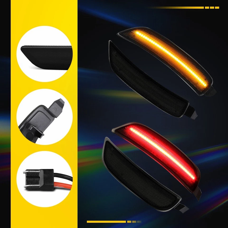 6X [HUMO OSCURO] Ámbar Rojo F+R LED Luz Marcadora Lateral Lámpara Para Mazda MX5 Miata/RX8 Foto 2 de 4