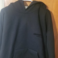 Essentials Fear of God Black Pullover Hoodie Men Hooded Long Sleeve S