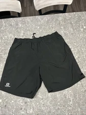 Salomon Running Shorts Mens XL Black Zipper Pocket Lightweight Athletic Lined