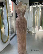Shiny Full Sequins Crystals Evening Gown Dress Banquet Anniversary Party Woman