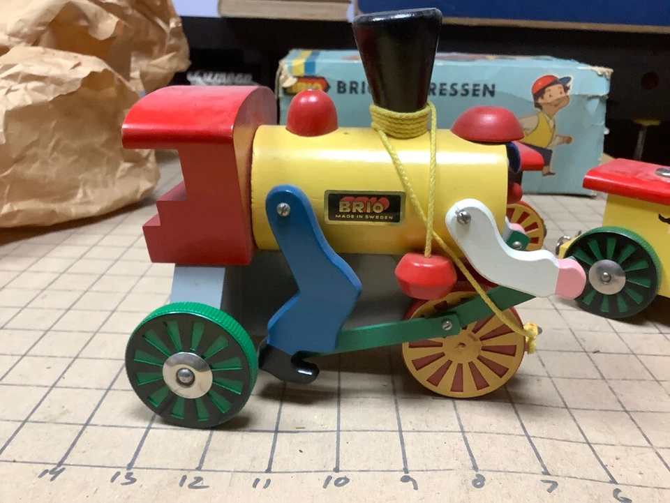 Caja BRIO EXPRESSEN (TREN) de madera vintage sin usar tiene desgaste, juguete está como nuevo juguete de tracción Foto 4 de 4