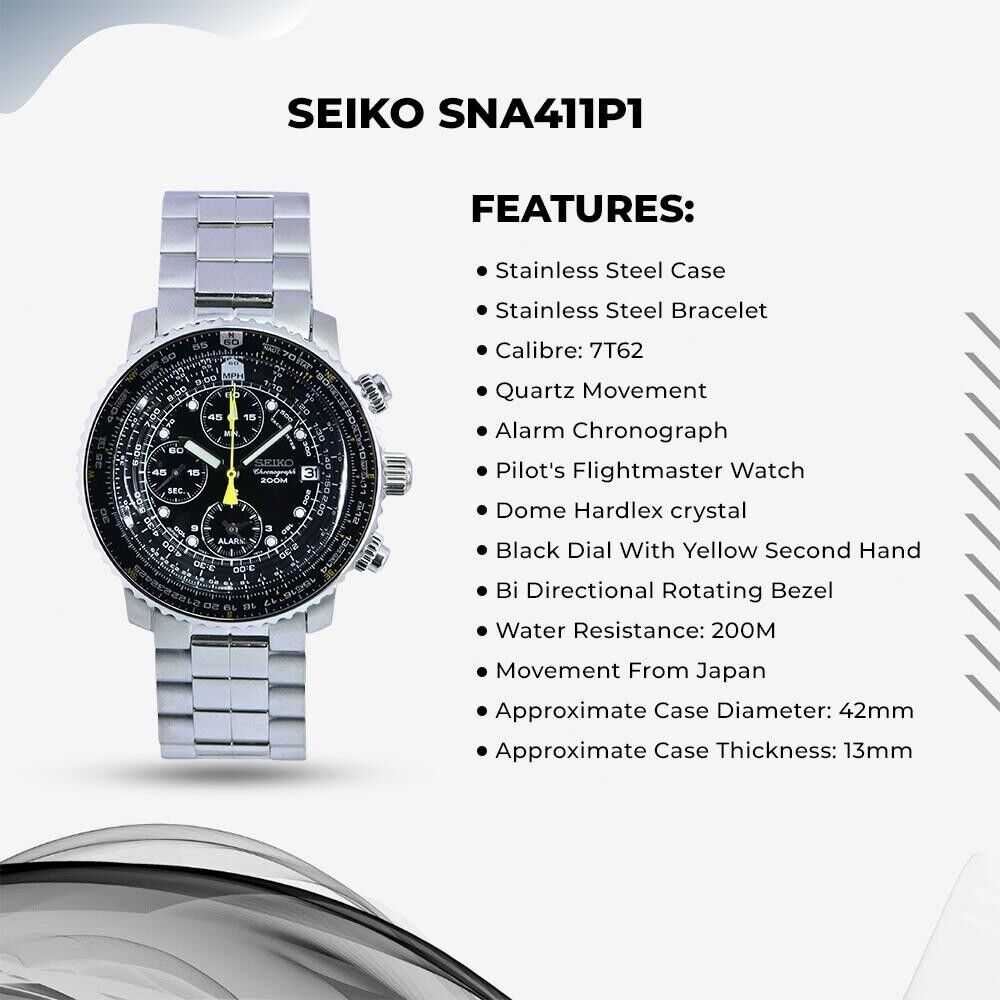 New watch Seiko Pilot's Flightmaster Alarm Chronograph New watch Seiko Pilot's Flightmaster Alarm Chronograph