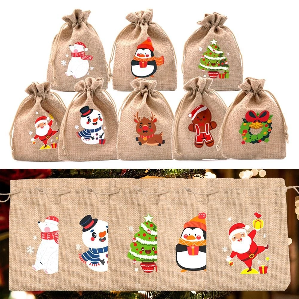 Christmas jute online gift bags