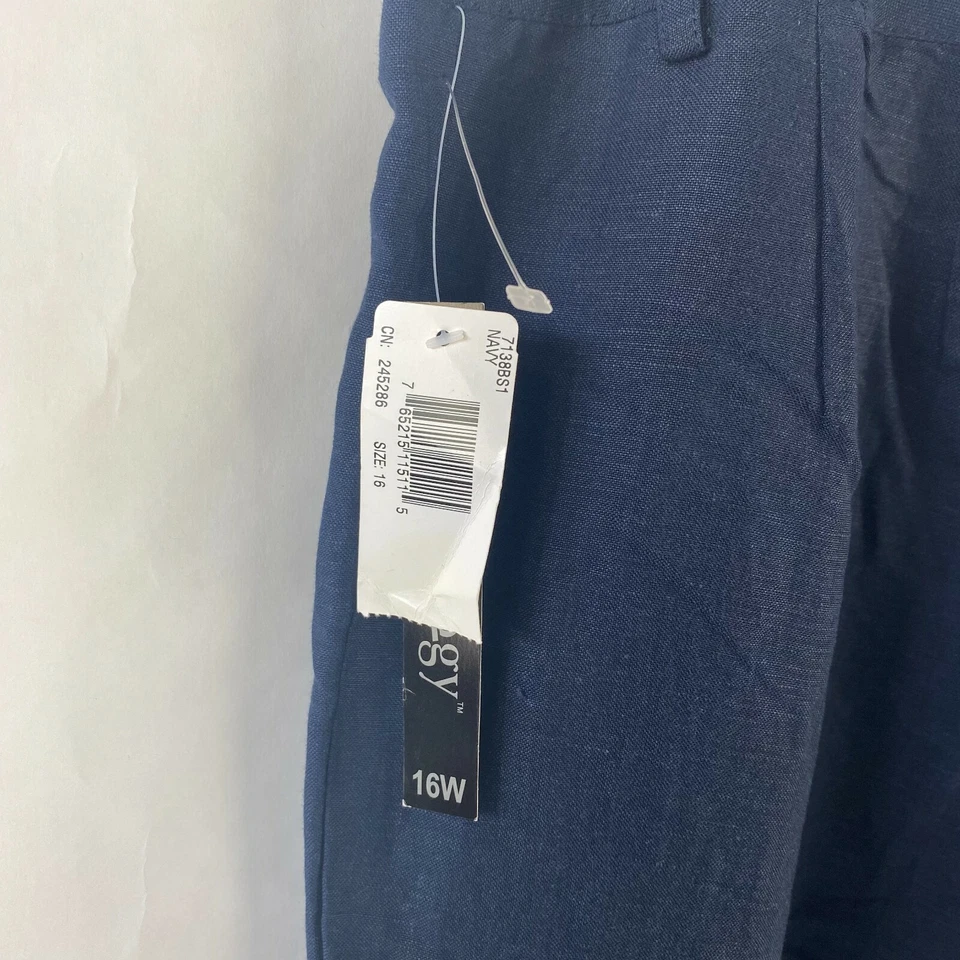 Pantology Pantalones cortos de mujer de talla grande 16W Blue Linen Feel Foto 3 de 4