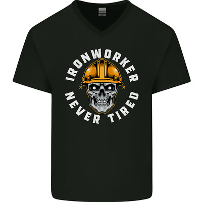 Iron Worker Scull Herren V-Ausschnitt Baumwolle T-Shirt