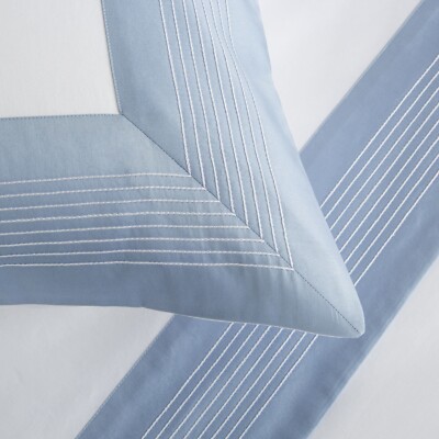 FRETTE PORTO SATEEN EMBROIDERED 1 KING SHAM WHITE SKY BLUE NAUTICAL MARINE ITALY