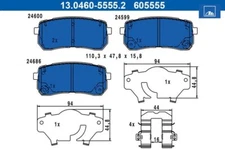 Brake pad set, disc brake ATE 13.0460-5555.2 for Kia