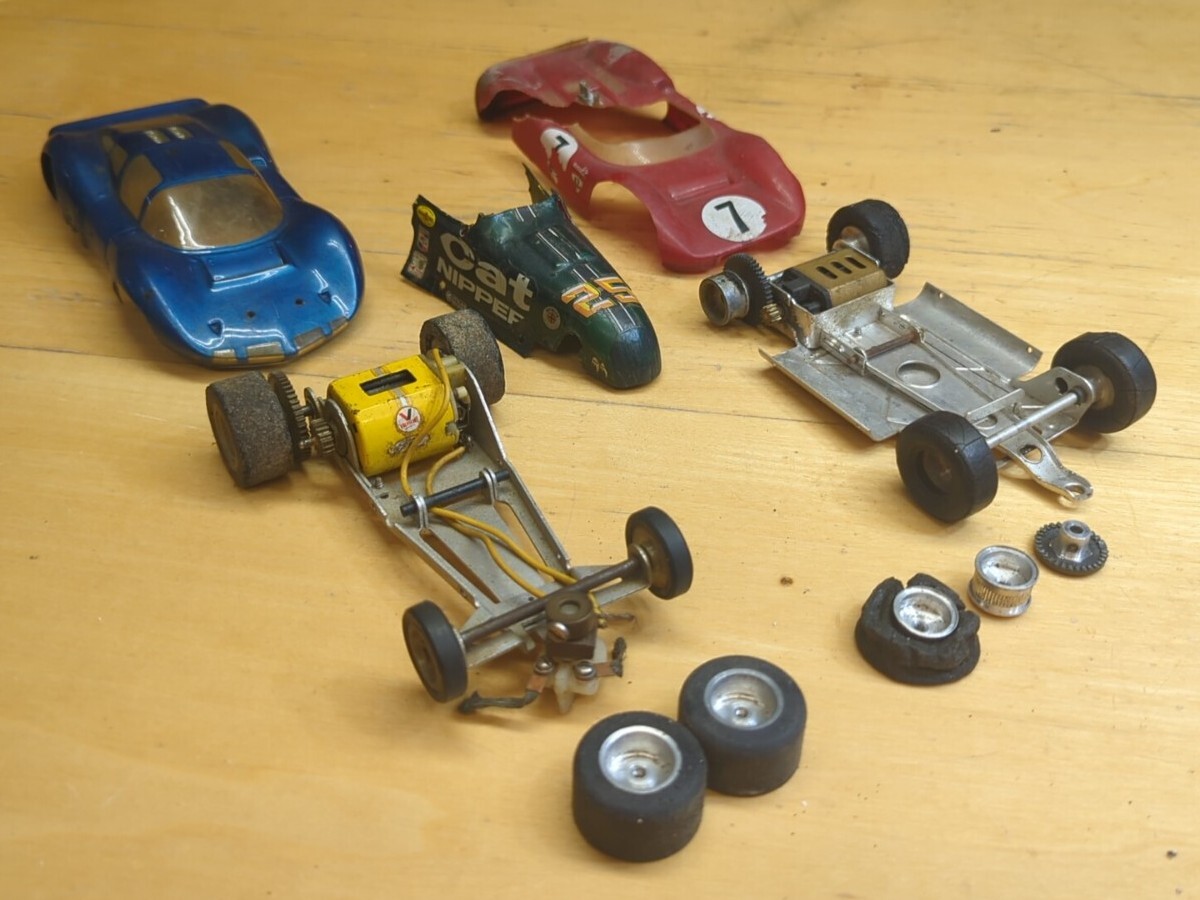 Vintage Slot Cars & Parts 124 Scale Bodies Chassis Motors Revell Cox