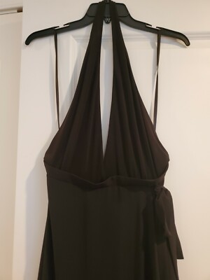 BCBG Maxazria Angeline Black Halter Gown with Tie and Side