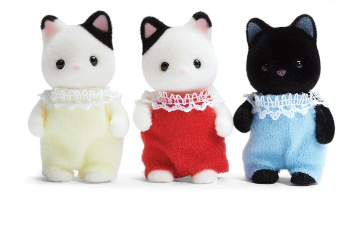 Sylvania Families Tuxedo Cat Family Triplets Babies Calico